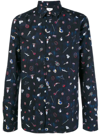 Ps By Paul Smith Printed Shirt In Blue