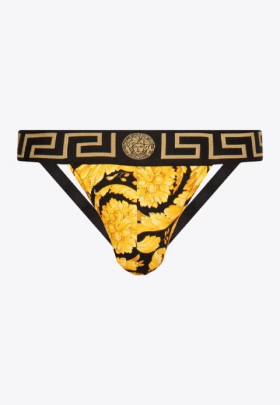 Versace Barocco Jockstrap In Multicolor