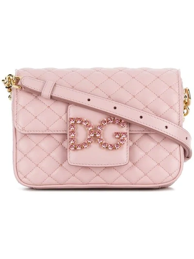 Dolce & Gabbana Foldover Logo Crossbody Bag In Pink