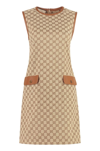 Gucci Gg Fabric Mini Dress In Beige