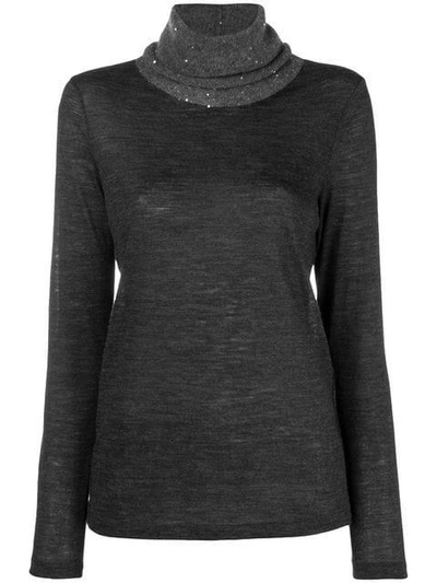Fabiana Filippi Sequined Turtleneck Sweater - Grey