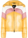 Moncler Tricolour Puffer Jacket In Yellow