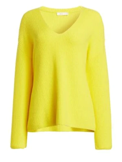 A.l.c Sierra V-neck Ribbed Sweater In Lemon