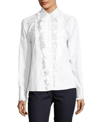 Dolce & Gabbana Ruffle Front Blouse In Nocolor
