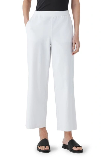 Eileen Fisher Ankle Organic Cotton Blend Ponte Wide Leg Pants In White