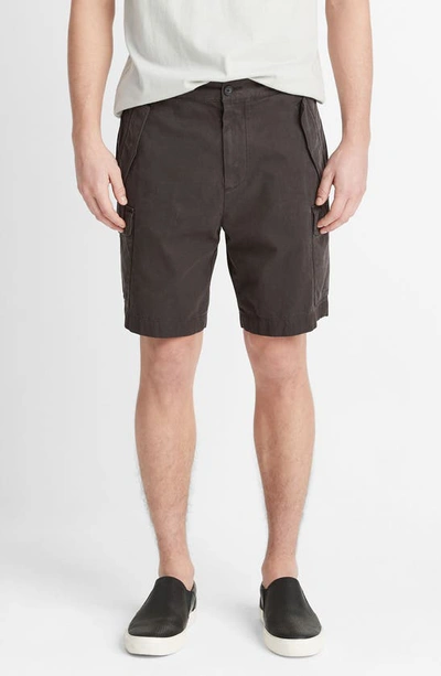 Vince Cotton Twill Cargo Shorts In Soft Black