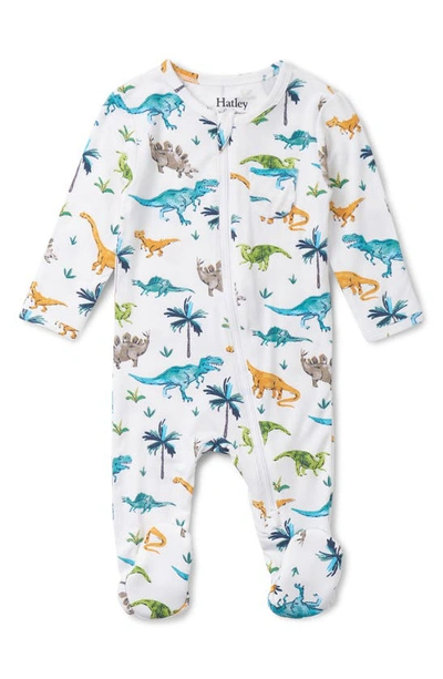 Hatley Babies' Prehistoric Dino Jersey Zip Footie In White