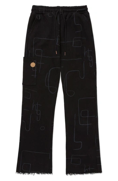 Honor The Gift Geo Print Cotton Terry Pants In Black