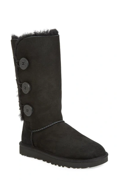 Ugg Bailey Button Triplet Shearling Mid Calf Boots In Black