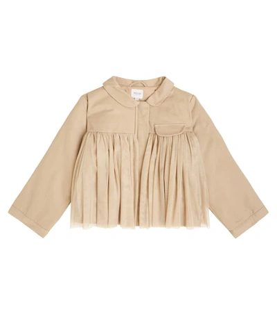 Donsje Kids' Verlaine Tulle-trimmed Cotton Jacket In Taupe