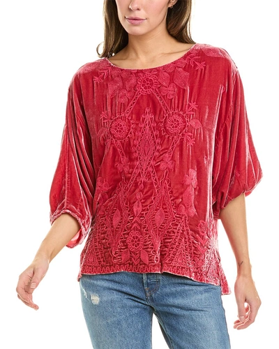 Johnny Was Liona Silk-blend Blouse In Red