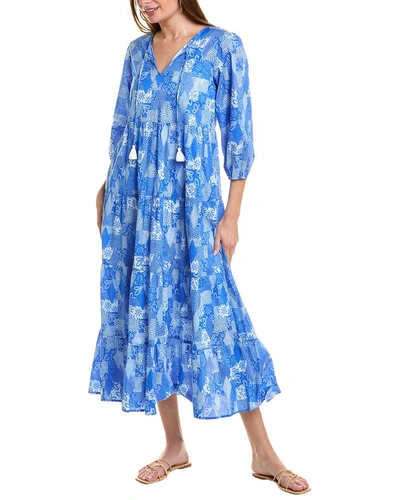 Johnny Was Patchwork Midi Dress In Blue