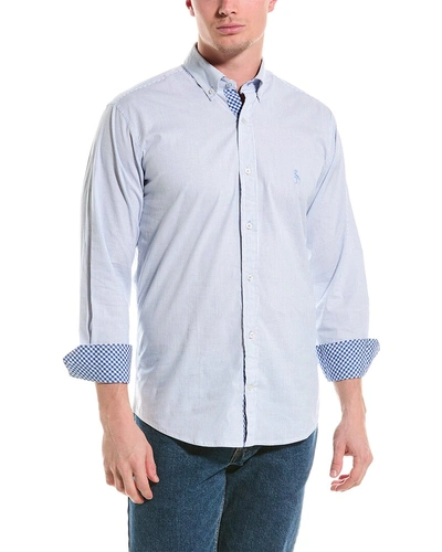 Tailorbyrd Striped Stretch Shirt In Blue