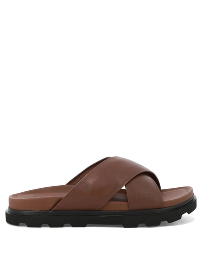 Ugg Capitola Leather Slides In Brown