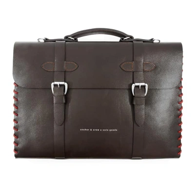 Anchor & Crew Deep Brown Rufford Leather & Rope Briefcase Small