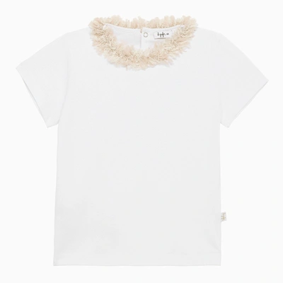 Il Gufo Kids' White Cotton T-shirt With Frayed Collar