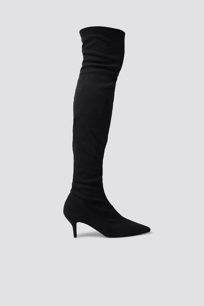 Na-kd Overknee Kitten Heel Boots - Black