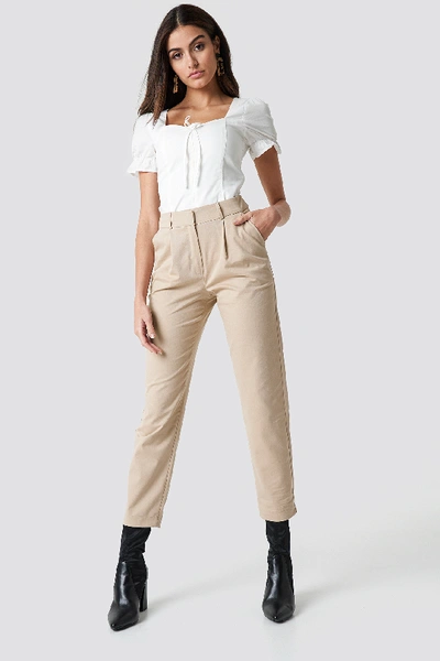 Na-kd Cotton Blend Suit Trousers - Beige