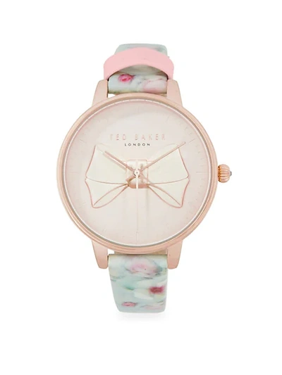 Ted Baker Floral Leather-strap Watch