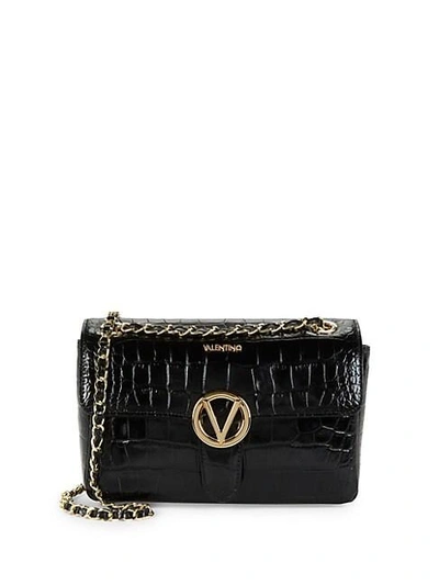 Valentino By Mario Valentino Antoinette Crocodile Leather Crossbody Bag In Black