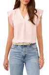 Vince Camuto Ruffle Sleeve Satin Top In Pink Orchid