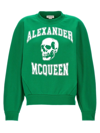 Alexander Mcqueen Varsity Skull Sweatshirt In Green