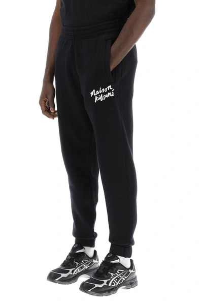 Maison Kitsuné Pantaloni Sportivi Con Logo Handwriting In Black