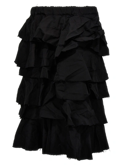 Comme Des Garcons Black Flounces And Pleated Skirt Skirts In Black