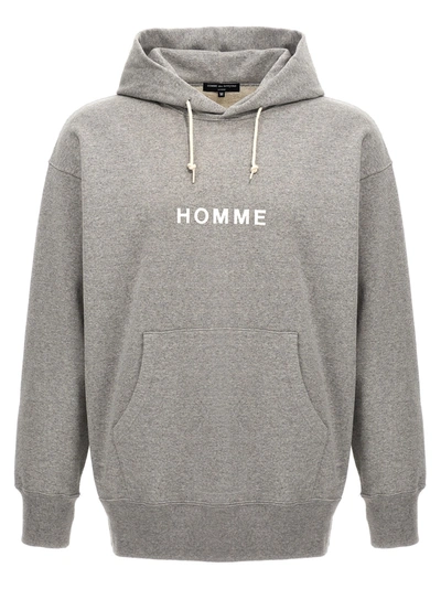 Comme Des Garçons Homme Deux Logo Print Hoodie Sweatshirt In Grey