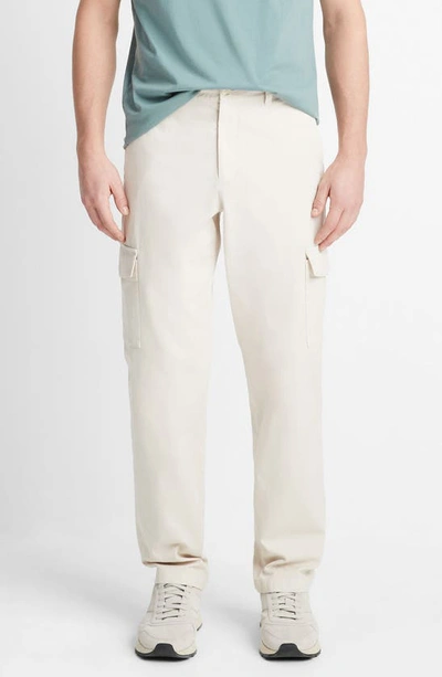 Vince Straight Leg Garment Dyed Twill Cargo Trousers In Deco Cream