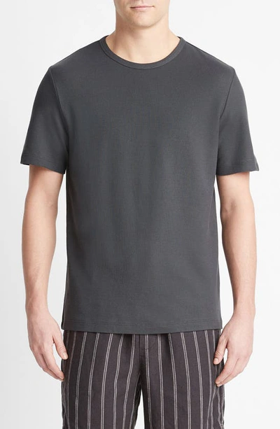 Vince Pima Cotton Piqué T-shirt In Soft Black