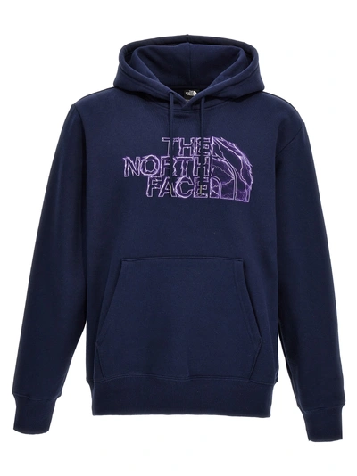The North Face Logo Cotton Hoodie In Navy