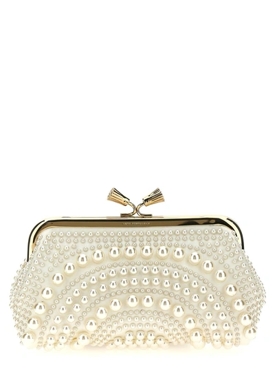 Anya Hindmarch Maud Pearl-embellished Satin Clutch Bag In White