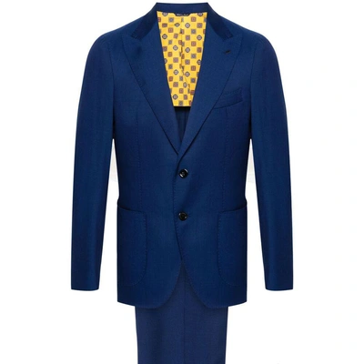 Gabo Napoli Single Breasted Wool Suit In Blue