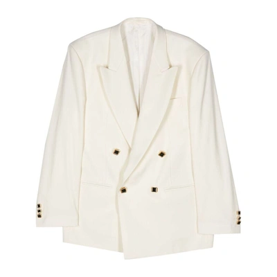 Canaku Double-breasted Crepe Blazer In Cream