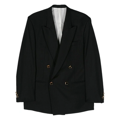 Canaku Single-breasted Striped Wool Blazer In Black