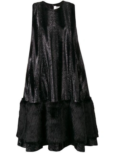 Comme Des Garçons Noir Kei Ninomiya Faux-fur Skirt Flared Dress - Black