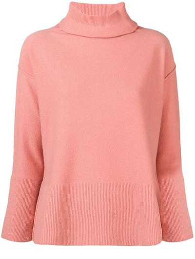 Antonelli Turtleneck Fine Knit Sweater In Pink