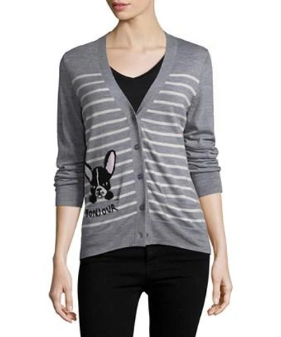 Kate Spade Striped Frenchie Cardigan In Nocolor