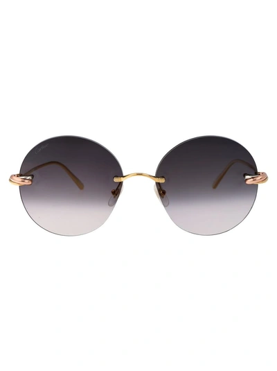 Cartier Ct0475s Sunglasses In 001 Gold Gold Grey