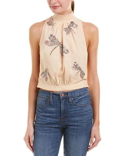 Free People The Garden Embroidered Top In Beige