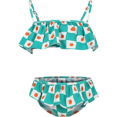 Bobo Choses Kids' Green Bikini For Girl With Tomatoes