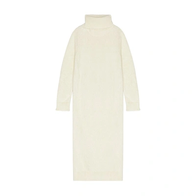 Saint Laurent Extra Long Mohair Sweater In White