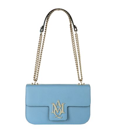 Alexander Mcqueen Insignia Leather Crossbody Bag In Light Blue | ModeSens