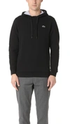 Lacoste Jersey Long-sleeve Hooded Tee In Black