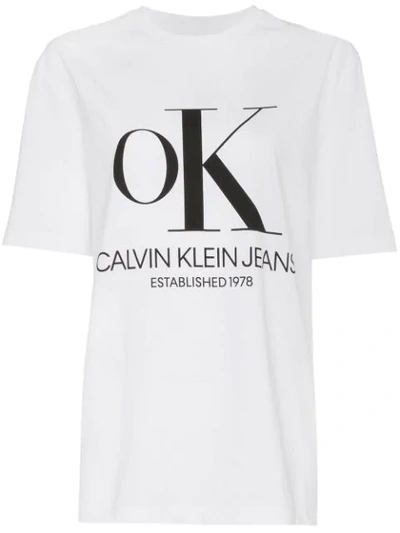 Calvin Klein Jeans Est.1978 Ok Print T In White