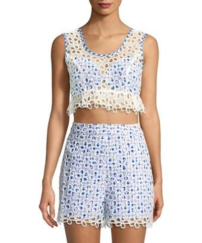 Anna Sui Gingham And Daisies Crop Top In Nocolor