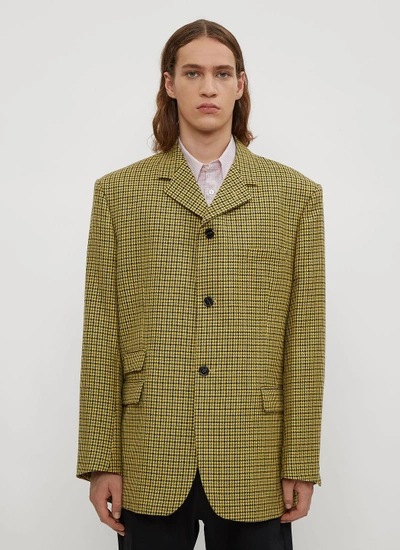 Raf Simons Houndstooth Big Fit Blazer In Yellow