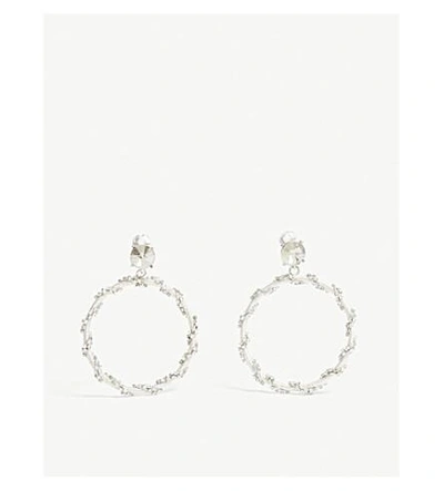 Oscar De La Renta Crystal Chain Hoop Earrings In Silver
