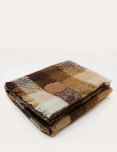 Little Liffner Wool Blanket Neutral Check In Brown